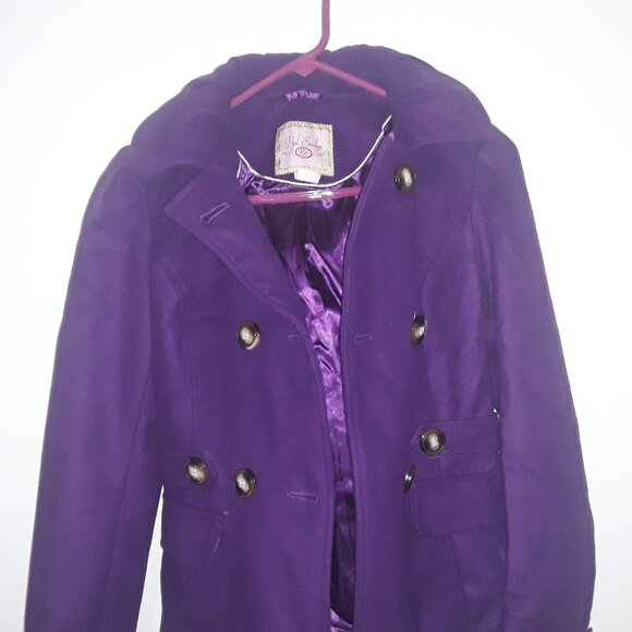 Ladies Pink Envelope, XS soft heavy purple coat w/satin liner, double button up, - Picture 4 of 9